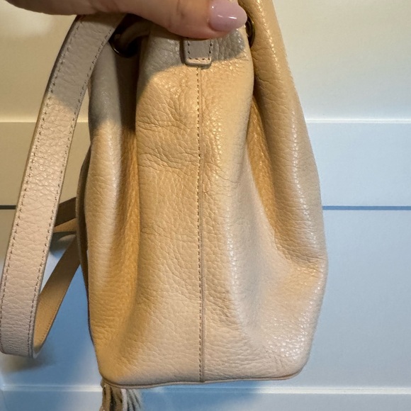 J. Crew Pink Leather Bucket Bag Tassel Enclosure crossbody - Picture 6 of 10